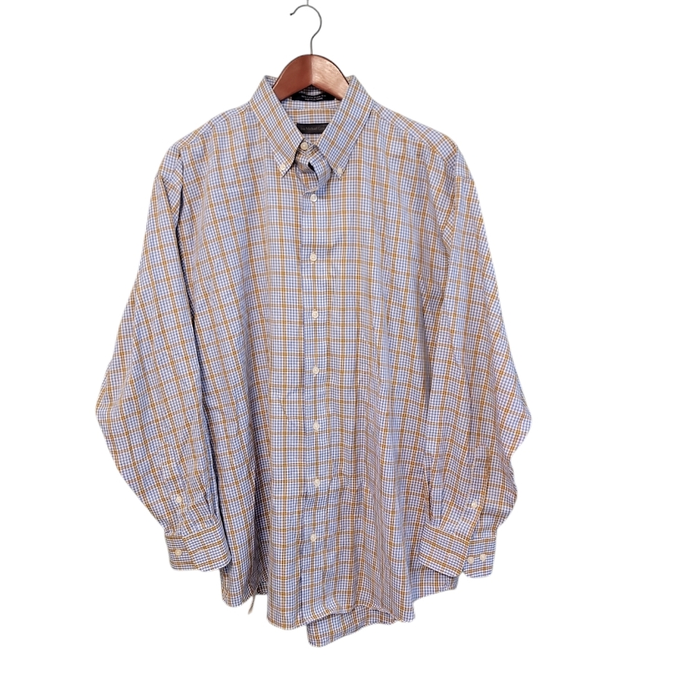 Jon Michael Cane Mens Designer Cotton Stripe‎ Button Front Shirt Size Large